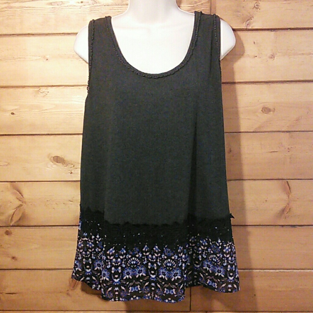 Democracy | Gray Knit Contrast Tank Top 1X